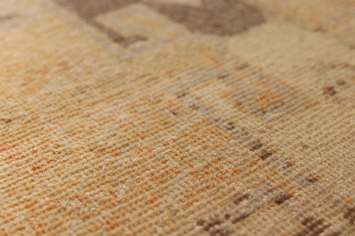 Vintage Malatya Turkish Runner Rug 3x10 ft — Beige & Orange Geometric