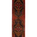 Vintage Malatya Turkish Runner Rug 2x10 ft — Red & Brown Geometric