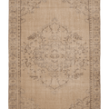 Vintage Manisa Turkish Area Rug 6x8 ft — Beige & Brown Floral