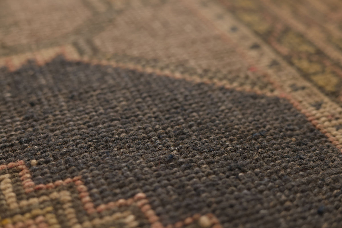 Vintage Aksaray Turkish Area Rug 4x8 ft — Brown & Pink Geometric