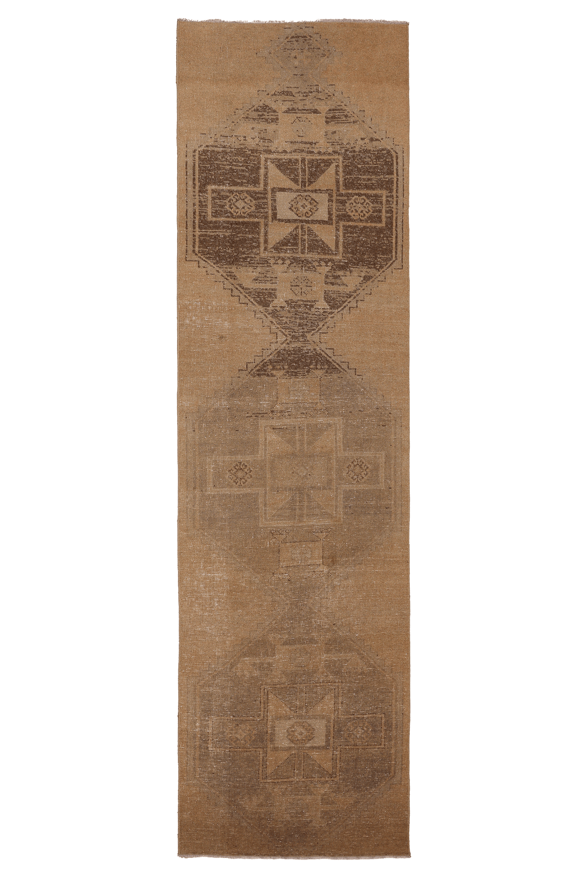 Vintage Malatya Turkish Runner Rug 3x11 ft — Beige & Brown Geometric (No. 62500)
