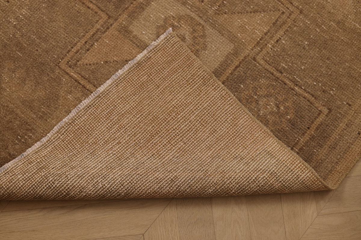 Vintage Malatya Turkish Runner Rug 3x11 ft — Beige & Brown Geometric (No. 62500)
