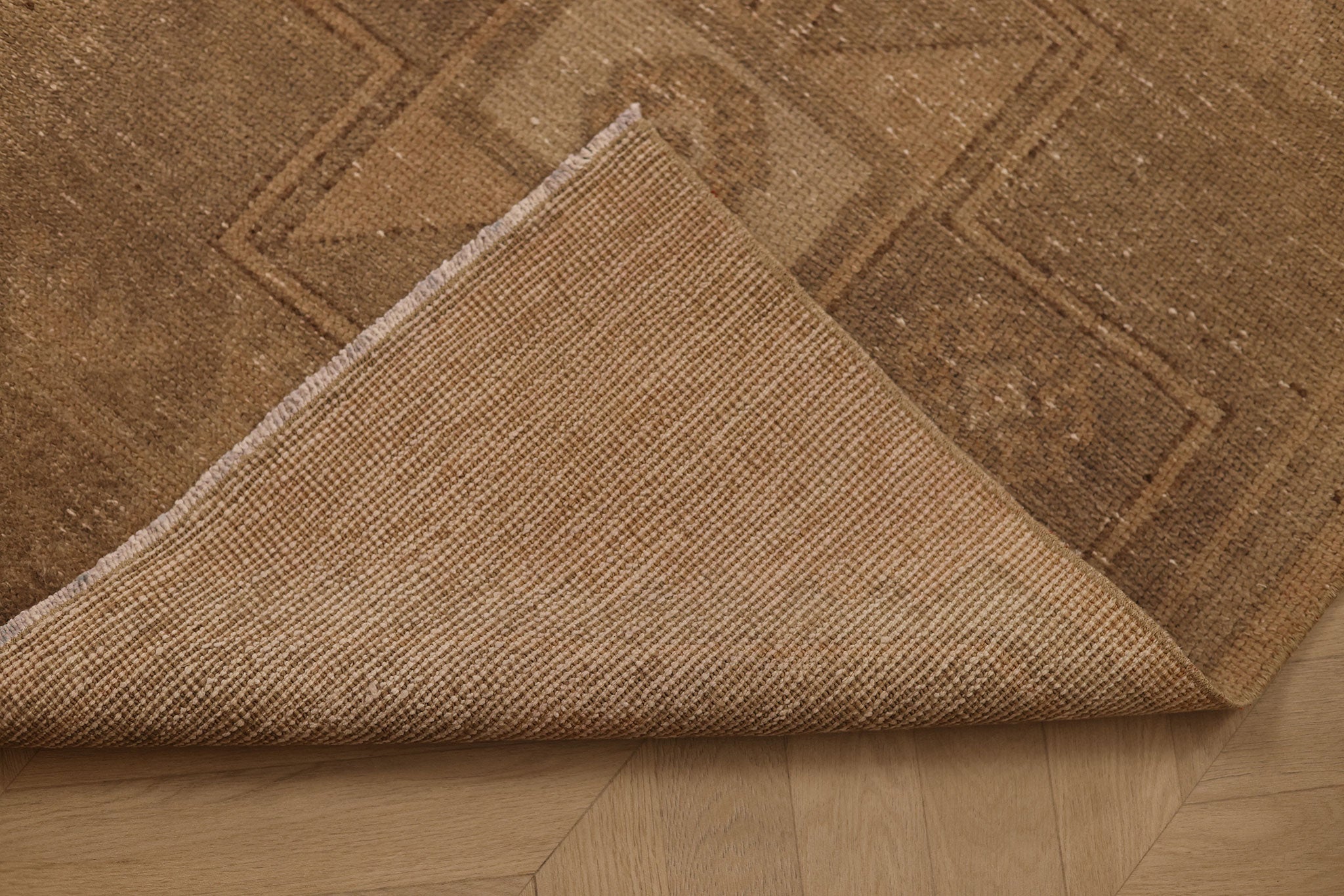 Vintage Malatya Turkish Runner Rug 3x11 ft — Beige & Brown Geometric (No. 62500)