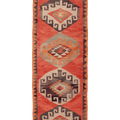 Vintage Southeastern Persian Style Kilim Runner Rug 3x10 ft — Red & Orange Geometric