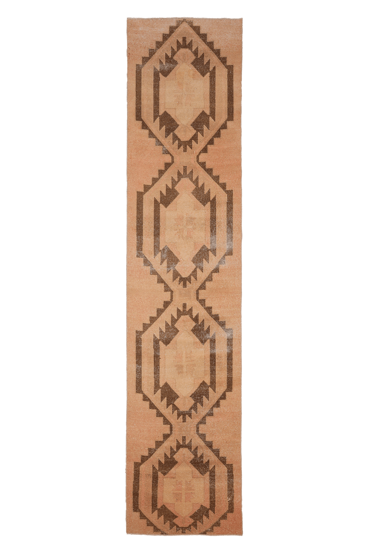 Vintage Malatya Turkish Runner Rug 3x15 ft — Beige & Brown Southwestern