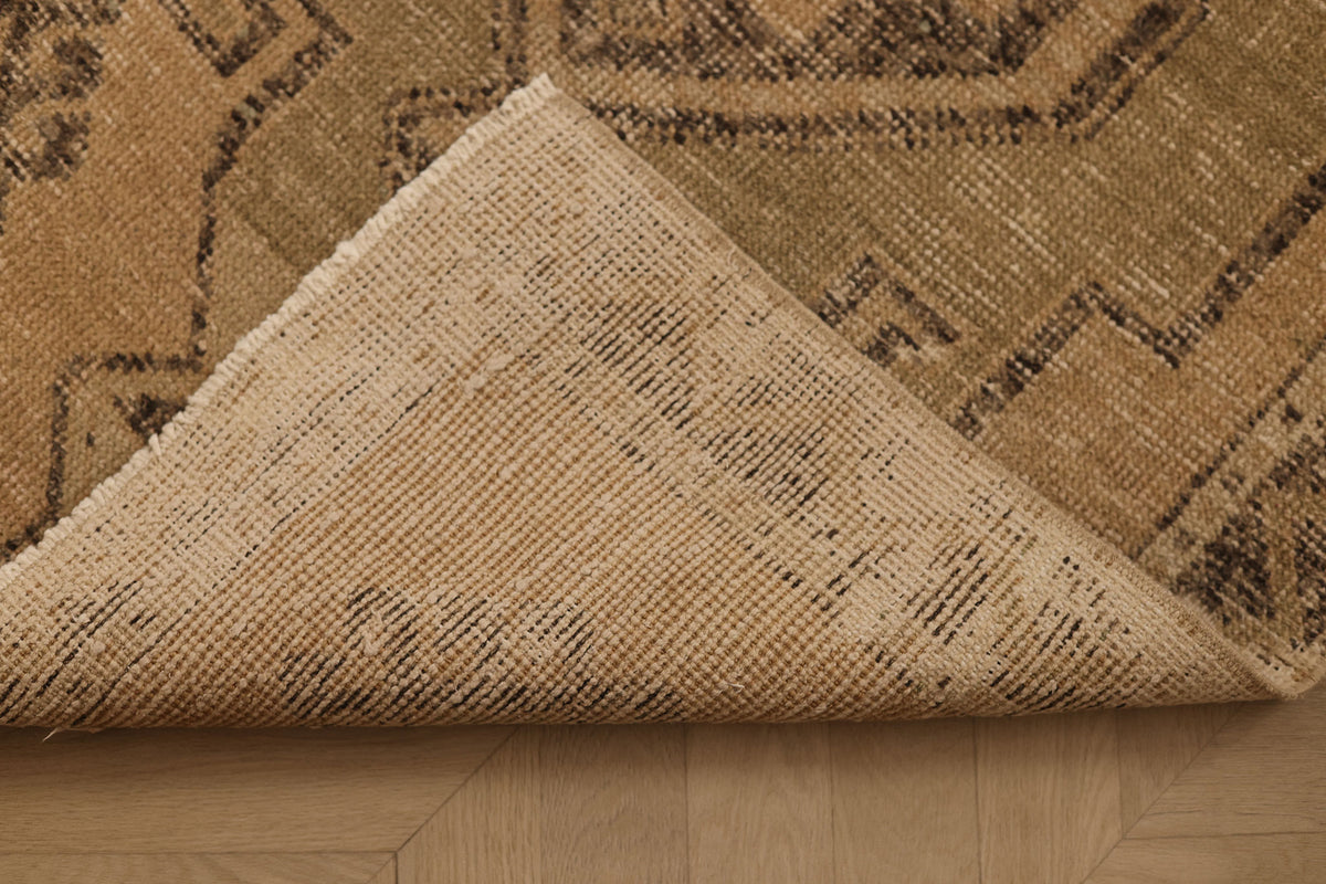 Vintage Malatya Turkish Runner Rug 3x10 ft — Beige & Brown Geometric (No. 62506)