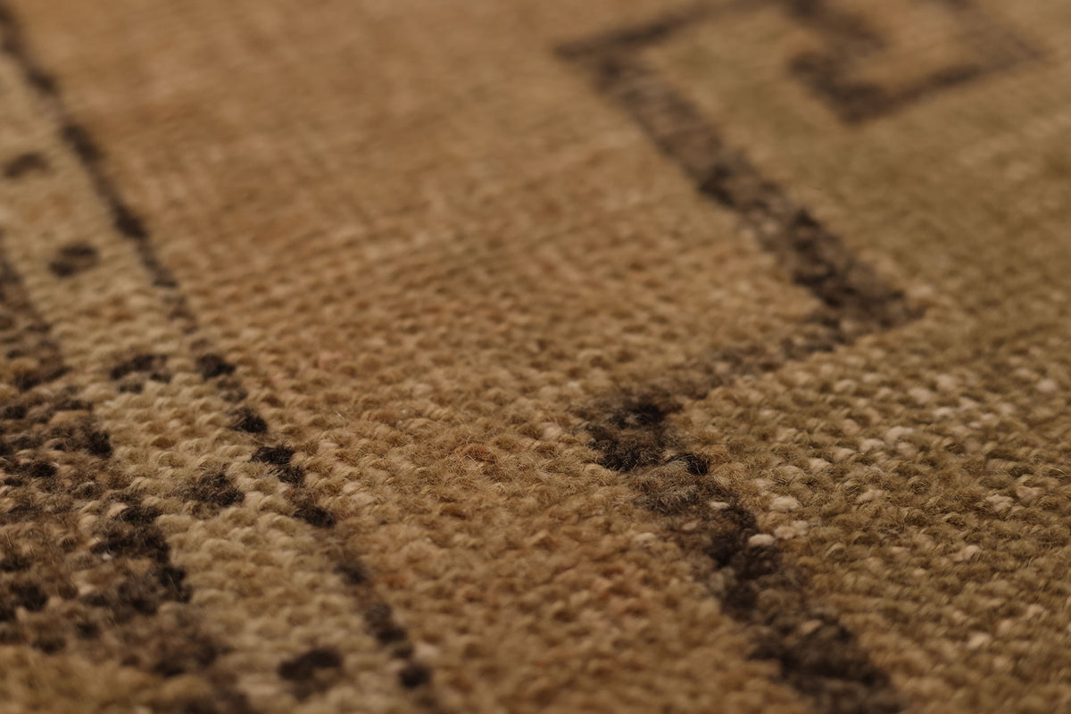 Vintage Malatya Turkish Runner Rug 3x10 ft — Beige & Brown Geometric (No. 62506)