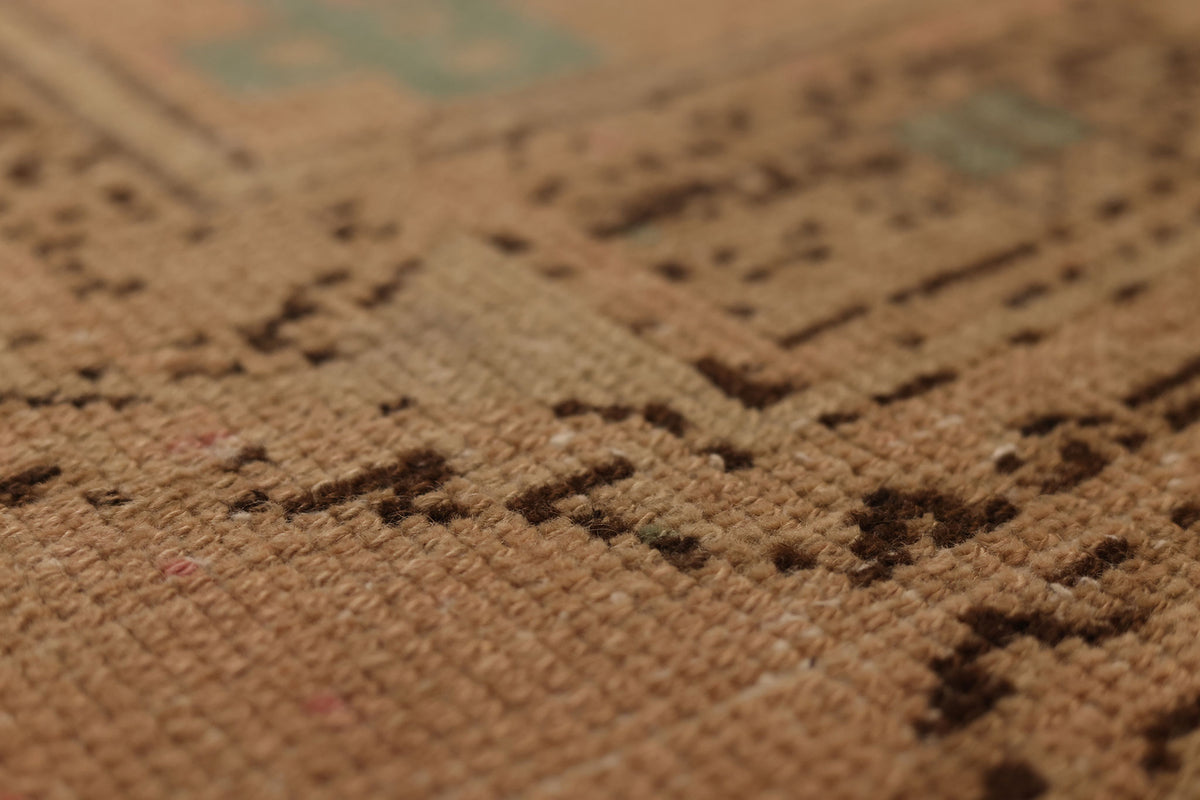Vintage Malatya Turkish Runner Rug 3x11 ft — Beige & Pink Geometric