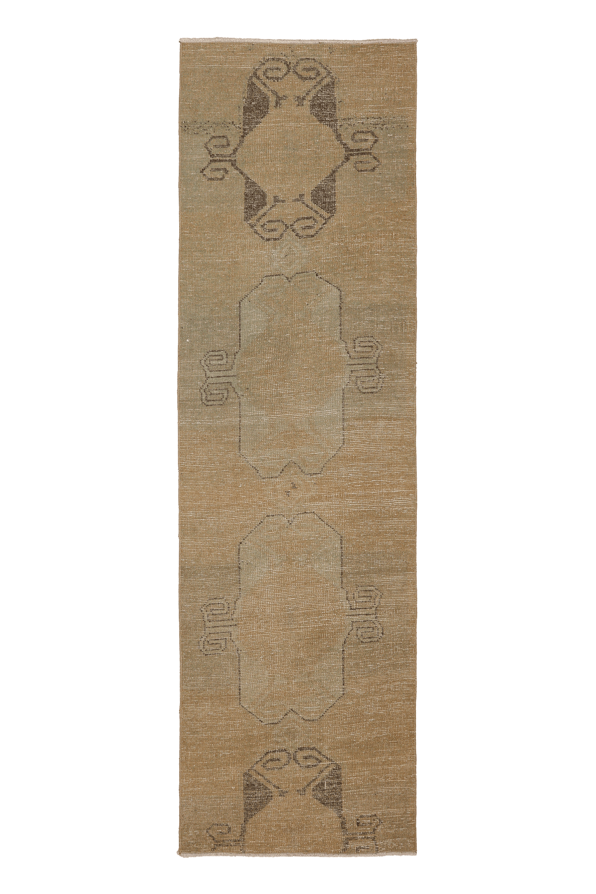 Vintage Malatya Turkish Runner Rug 2x9 ft — Beige & Brown Geometric
