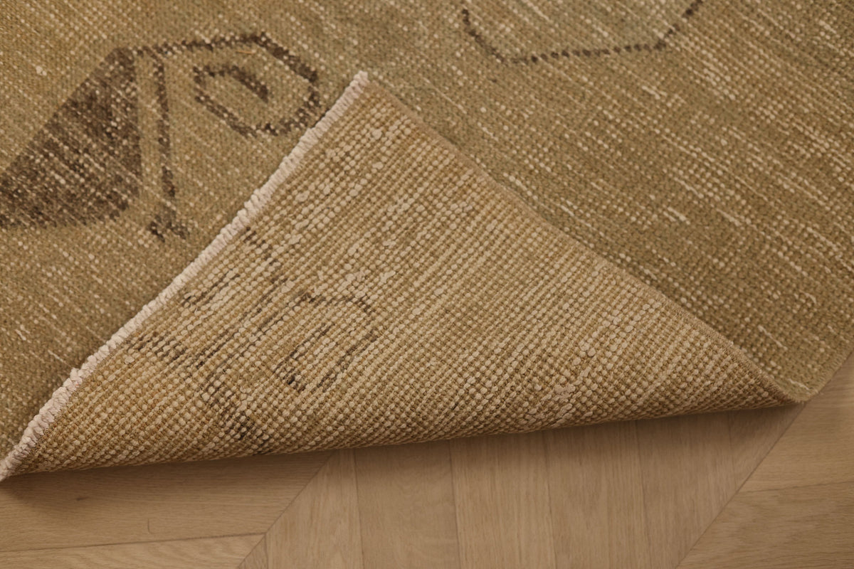 Vintage Malatya Turkish Runner Rug 2x9 ft — Beige & Brown Geometric