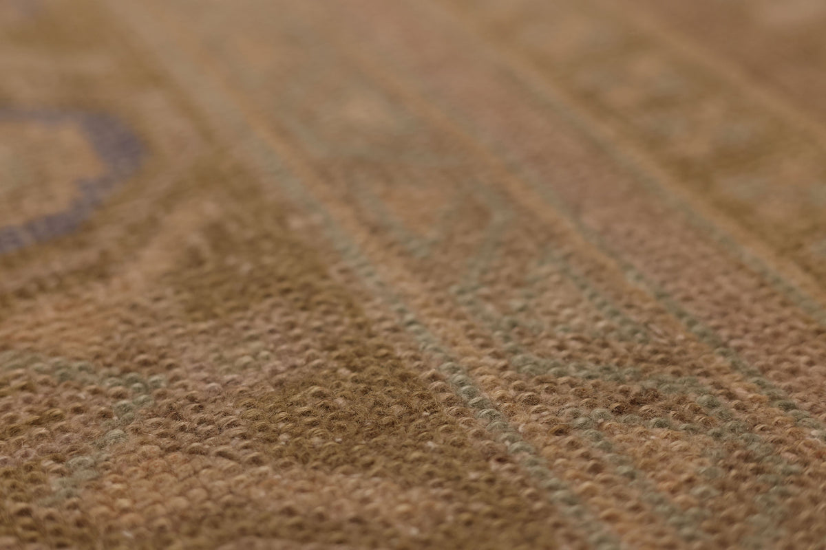 Vintage Niğde Turkish Runner Rug 3x10 ft — Beige & Brown Geometric