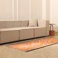 Vintage Southeastern Patchwork Runner Rug 3x7 ft — Orange & Red Geometric