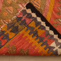 Vintage Southeastern Patchwork Runner Rug 3x7 ft — Orange & Red Geometric