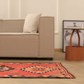 Vintage Southeastern Persian Style Kilim Runner Rug 3x8 ft — Red & Brown Geometric