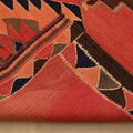 Vintage Southeastern Persian Style Kilim Runner Rug 3x8 ft — Red & Brown Geometric