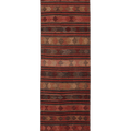 Vintage Malatya Turkish Kilim Runner Rug 3x13 ft — Brown & Red Geometric