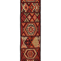 Vintage Southeastern Patchwork Runner Rug 3x12 ft — Red & Brown Geometric
