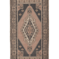 Vintage Kayseri Turkish Area Rug 4x8 ft — Pink & Gray Geometric