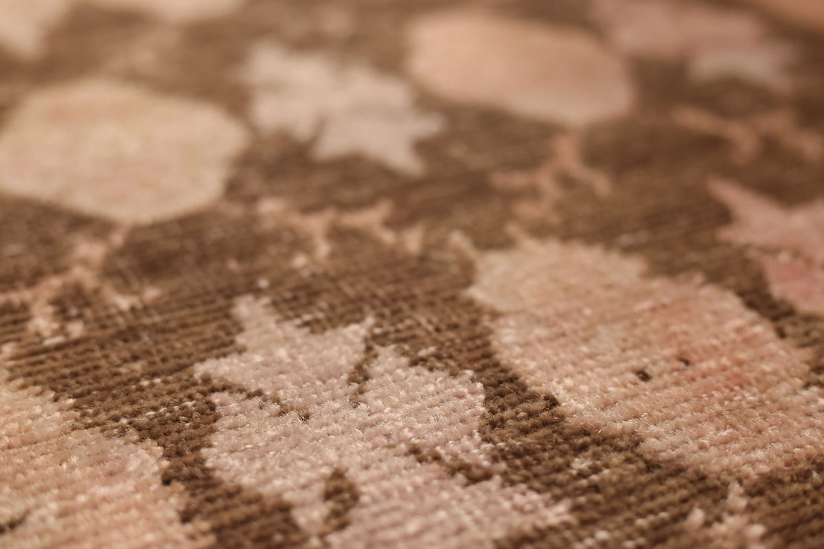 Vintage Sivas Turkish Area Rug 4x7 ft — Brown & Pink Geometric
