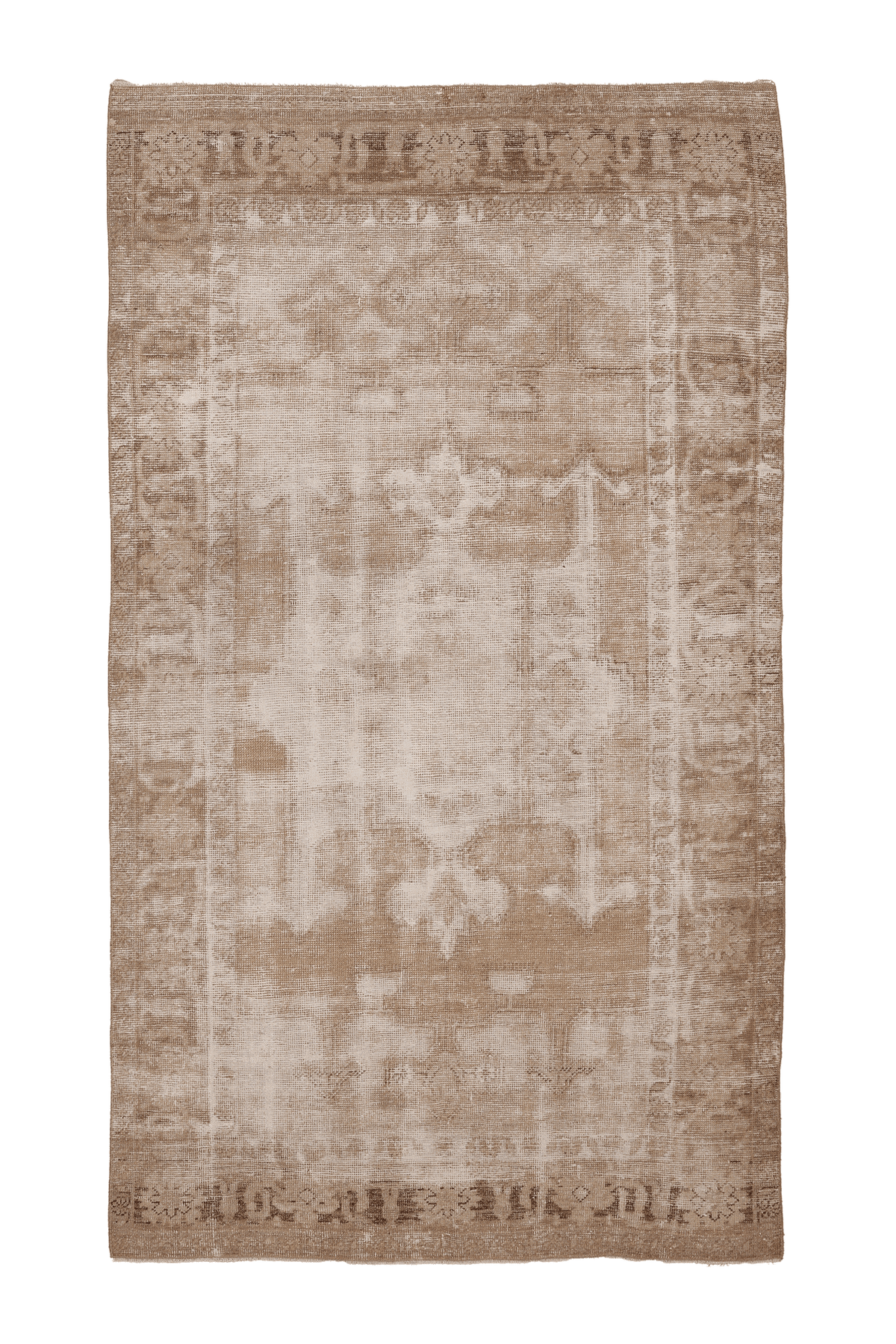 Vintage Nevşehir Turkish Area Rug 5x9 ft — Beige & Brown Floral