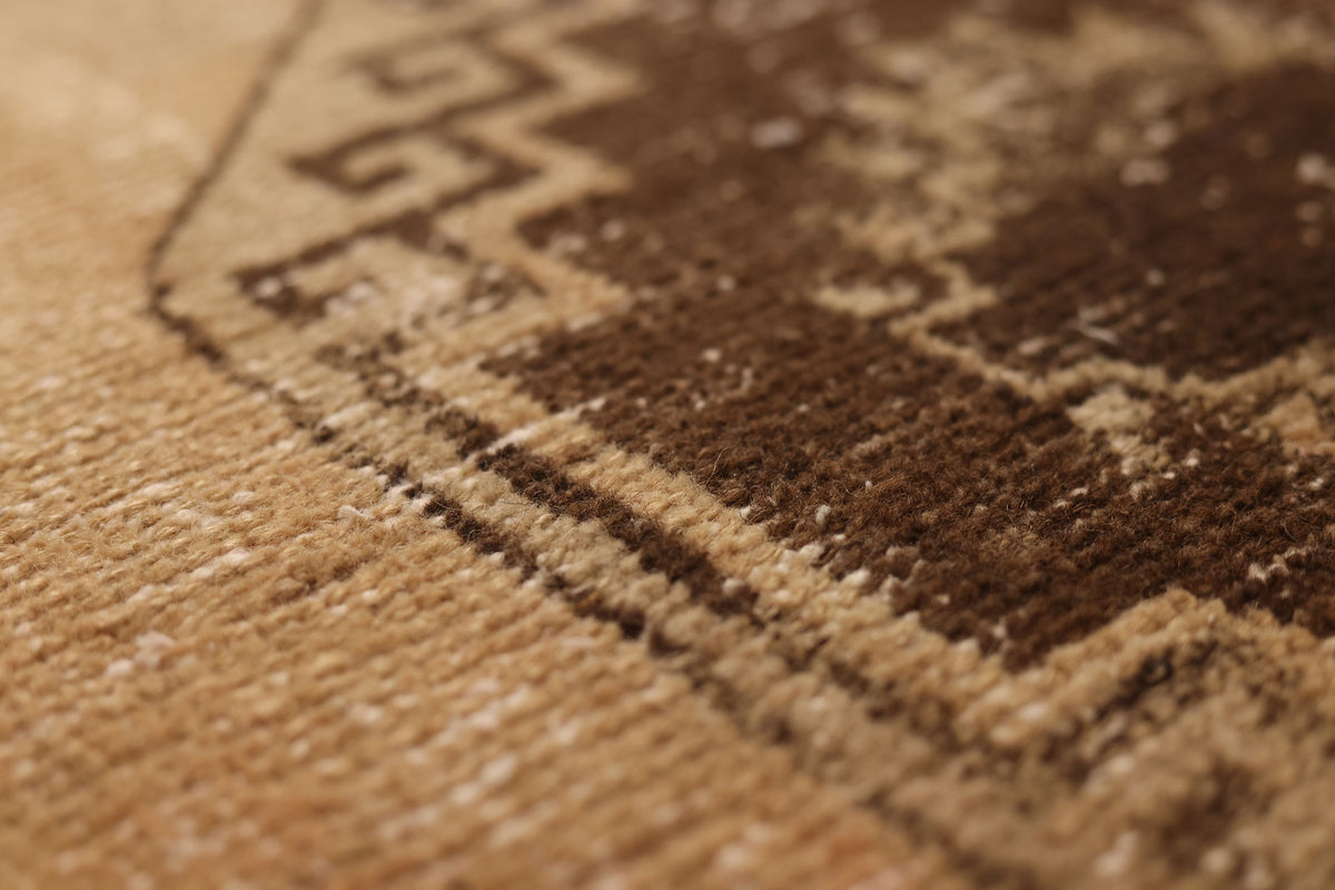 Vintage Malatya Turkish Runner Rug 3x13 ft — Beige & Brown Geometric (No. 62558)