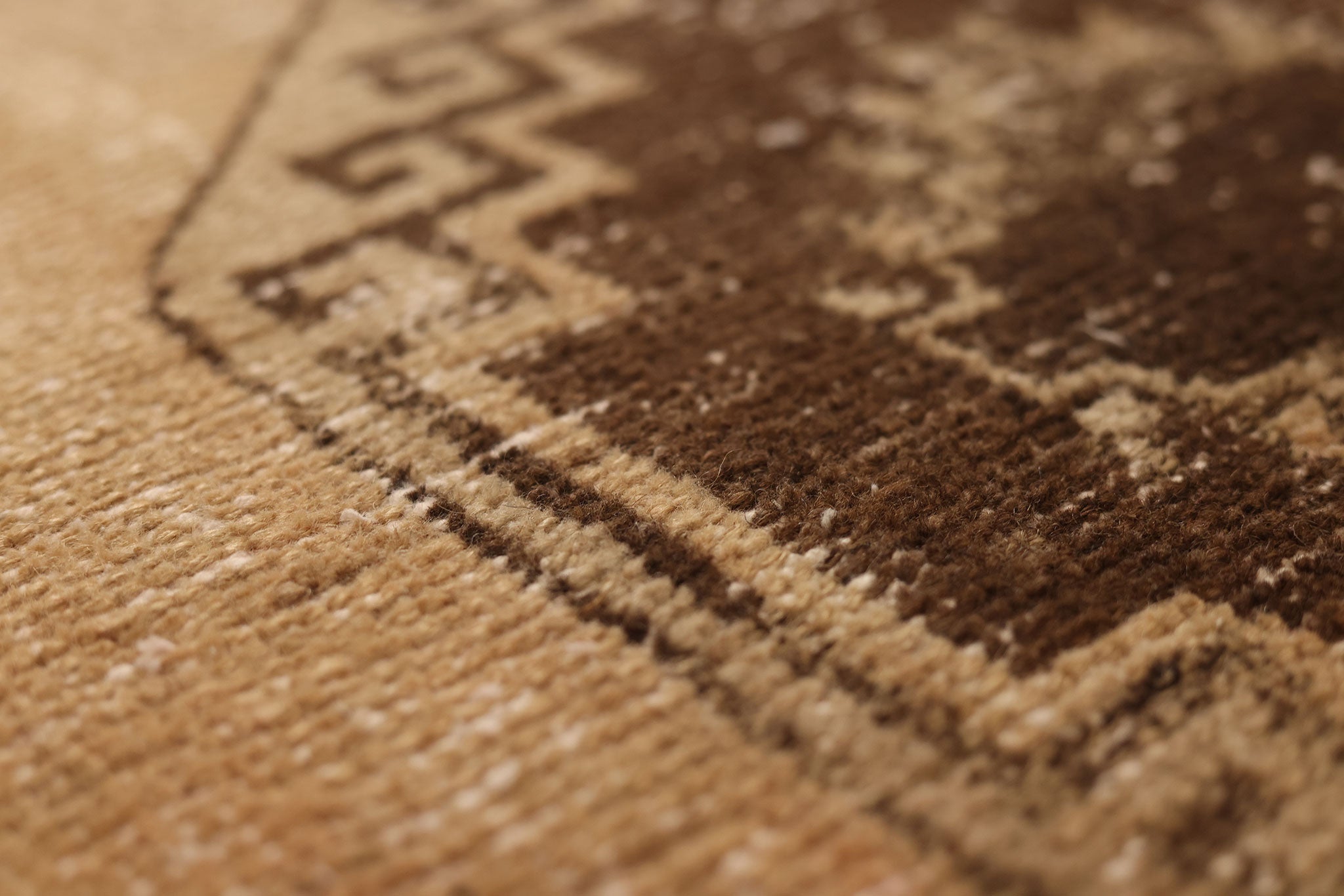 Vintage Malatya Turkish Runner Rug 3x13 ft — Beige & Brown Geometric (No. 62558)