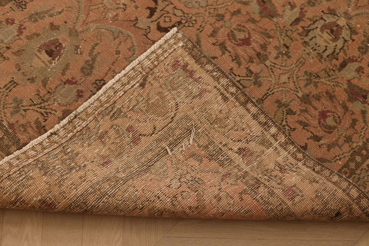 Vintage Southeastern Persian Style Area Rug 5x7 ft — Orange & Brown Floral