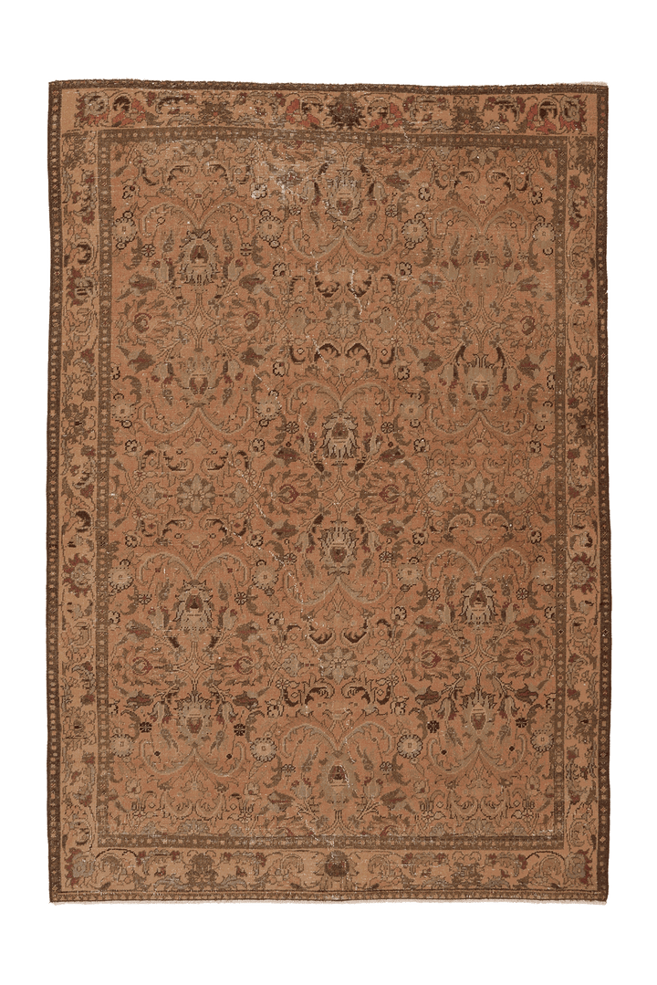 Vintage Southeastern Persian Style Area Rug 5x7 ft — Orange & Brown Floral
