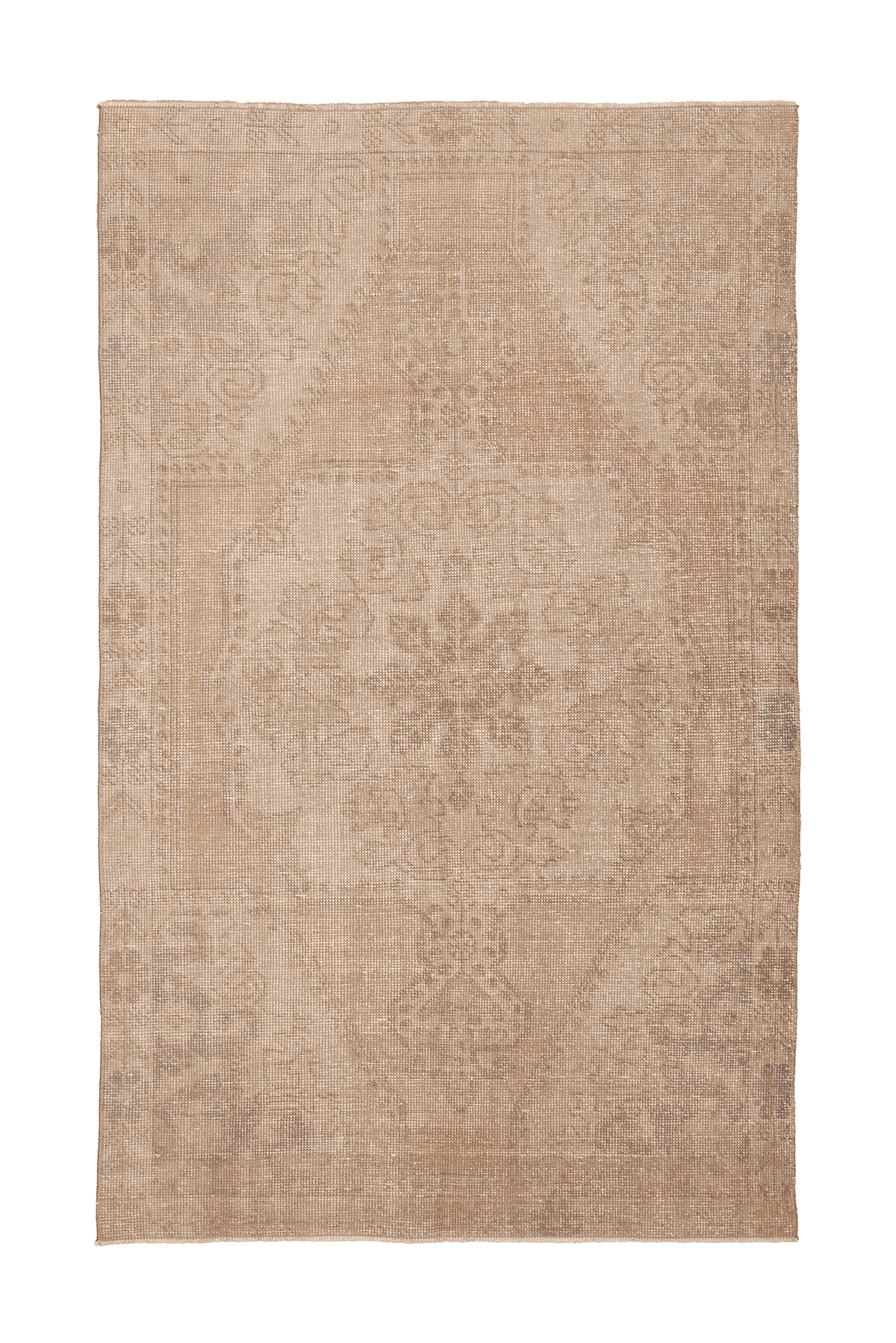 Vintage Nevşehir Turkish Area Rug 4x7 ft — Beige & Brown Floral