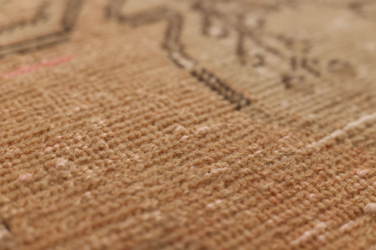Vintage Nevşehir Turkish Runner Rug 3x7 ft — Orange & Beige Distressed