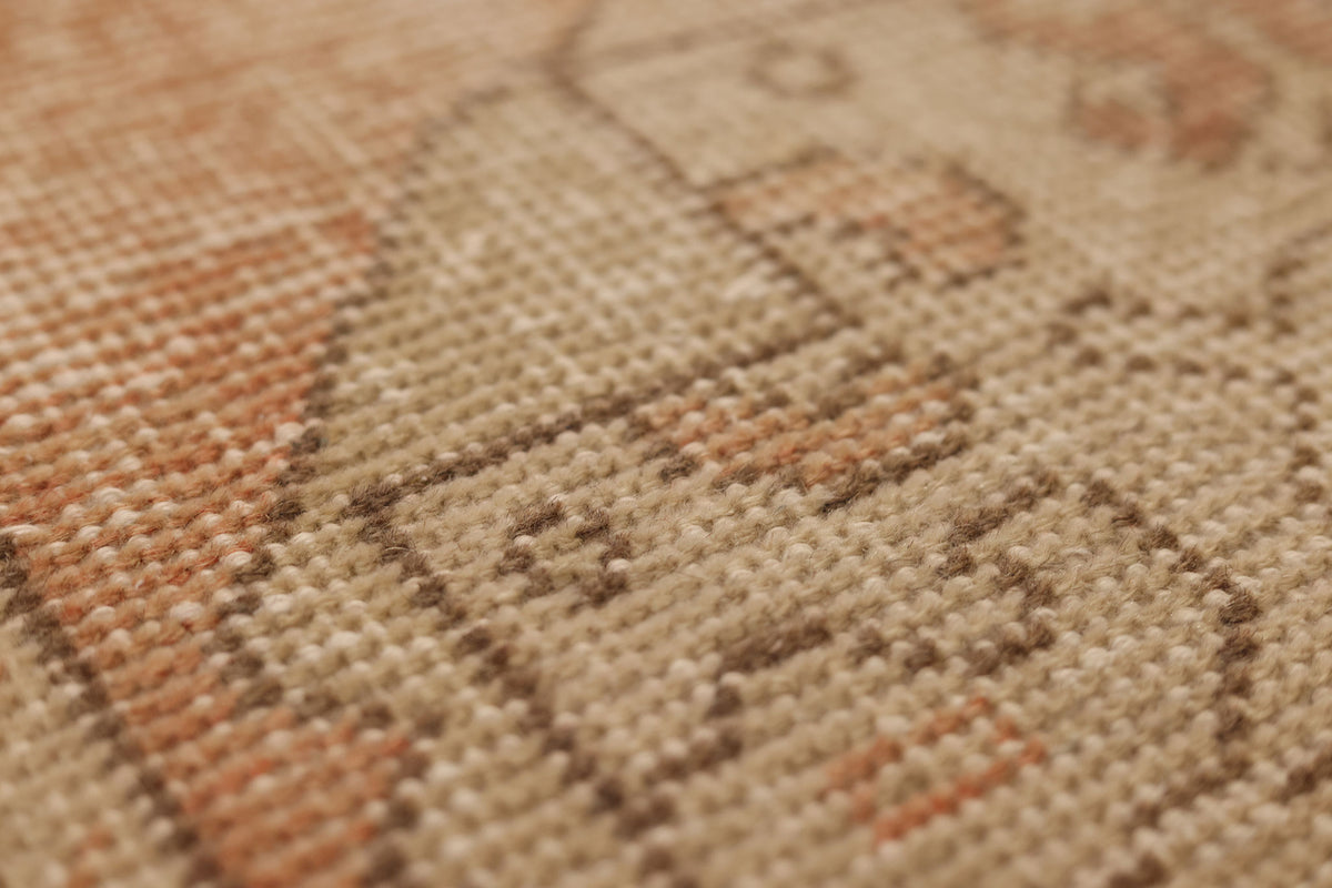 Vintage Niğde Turkish Runner Rug 2x9 ft — Beige & Brown Floral