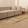 Vintage Niğde Turkish Runner Rug 1x8 ft — Beige & Brown Distressed