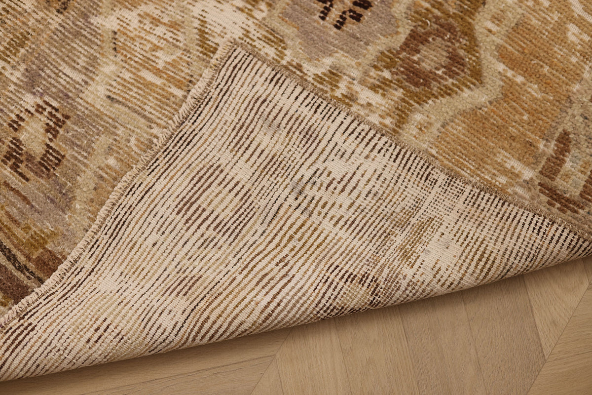 Vintage Niğde Turkish Runner Rug 1x8 ft — Beige & Brown Distressed