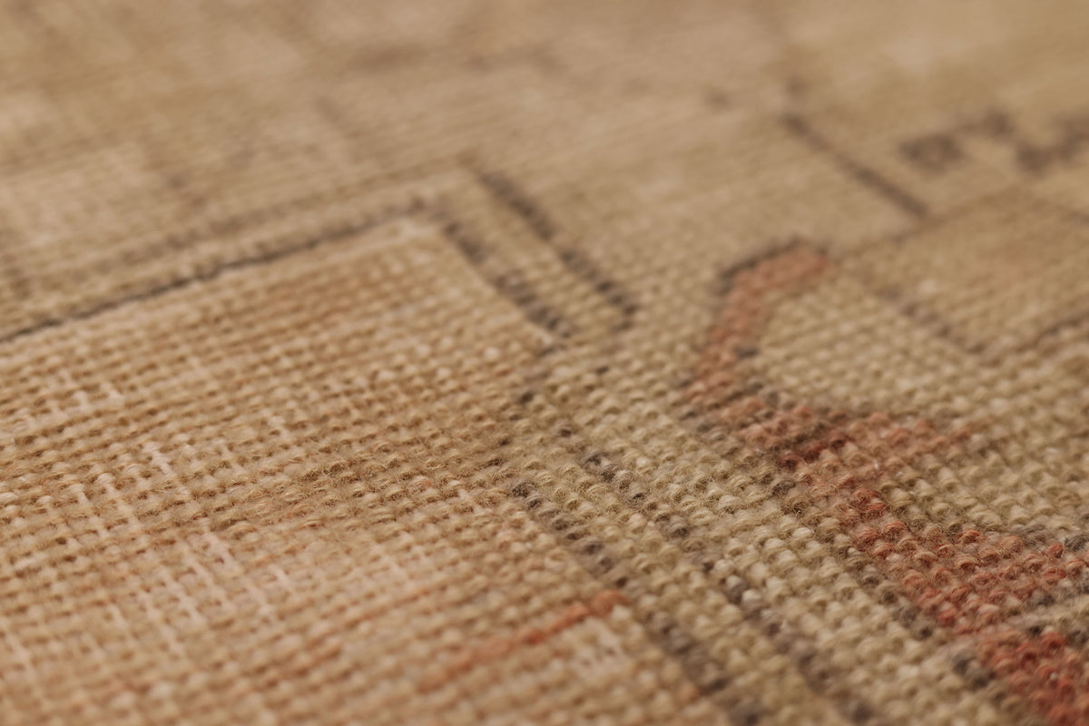 Vintage Nevşehir Turkish Area Rug 3x4 ft — Beige & Brown Distressed