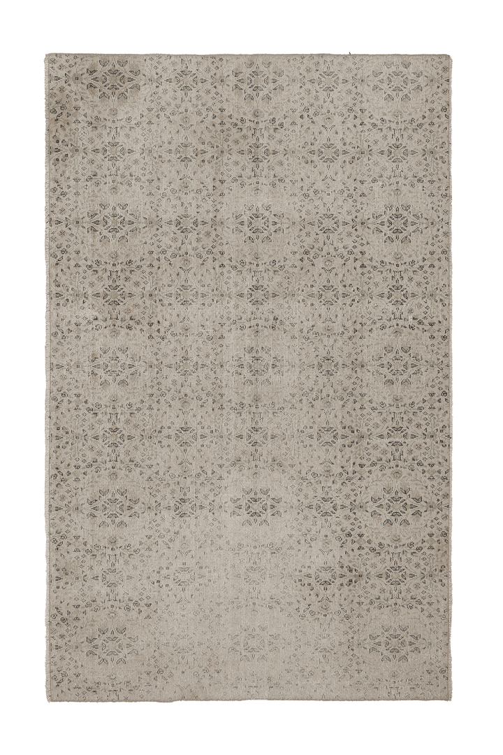 Vintage Manisa Turkish Area Rug 5x8 ft — Beige & Green Floral