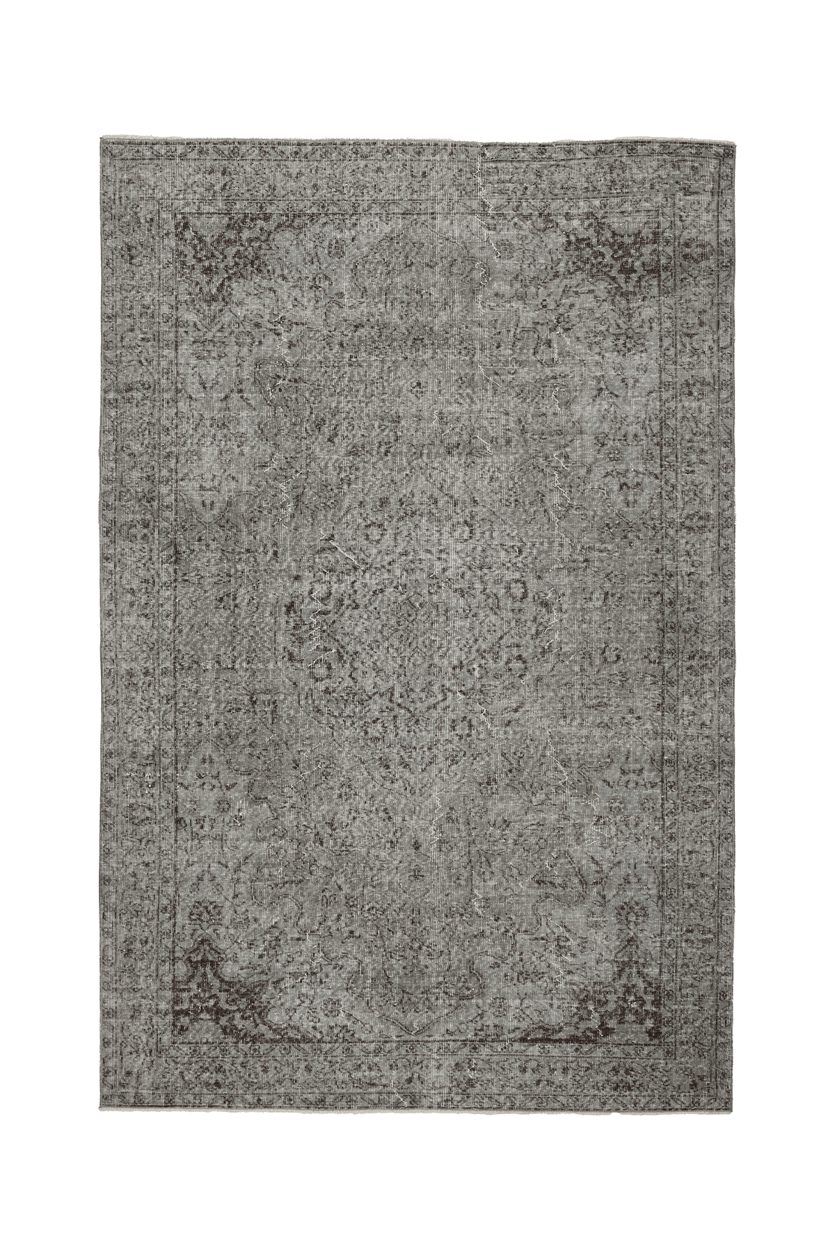 Vintage Isparta Turkish Area Rug 6x9 ft — Gray & Brown Floral