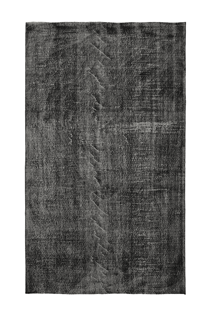 Vintage Isparta Turkish Area Rug 5x9 ft — Gray Overdyed