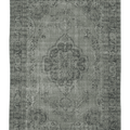 Vintage Isparta Turkish Area Rug 7x10 ft — Gray & Green Floral