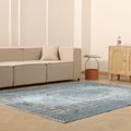 Vintage Isparta Turkish Area Rug 7x9 ft — Blue & Gray Overdyed