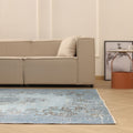 Vintage Isparta Turkish Area Rug 7x9 ft — Blue & Gray Overdyed