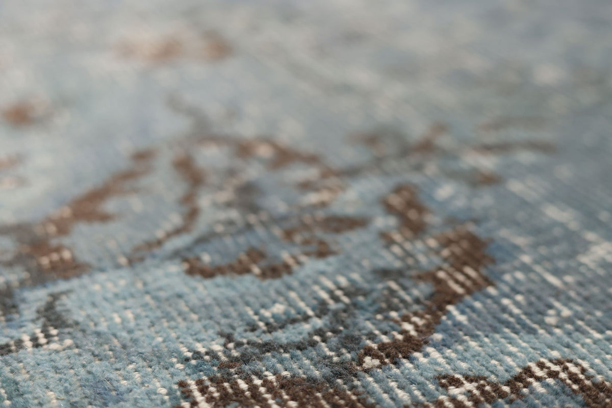 Vintage Isparta Turkish Area Rug 7x9 ft — Blue & Gray Overdyed