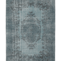 Vintage Isparta Turkish Area Rug 7x9 ft — Blue & Gray Overdyed