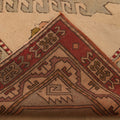 Vintage Niğde Turkish Area Rug 7x9 ft — Beige & Red Geometric