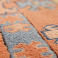 Vintage Uşak Turkish Area Rug 6x8 ft — Orange & Beige Geometric