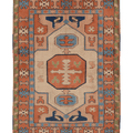 Vintage Uşak Turkish Area Rug 6x8 ft — Orange & Beige Geometric
