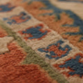Vintage Muğla Turkish Area Rug 3x5 ft — Orange & Blue Geometric