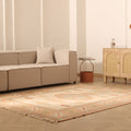Vintage Uşak Turkish Area Rug 6x7 ft — Beige & Orange Geometric
