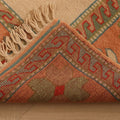 Vintage Uşak Turkish Area Rug 6x7 ft — Beige & Orange Geometric