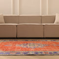 Vintage Manisa Turkish Area Rug 5x8 ft — Orange & Blue Floral