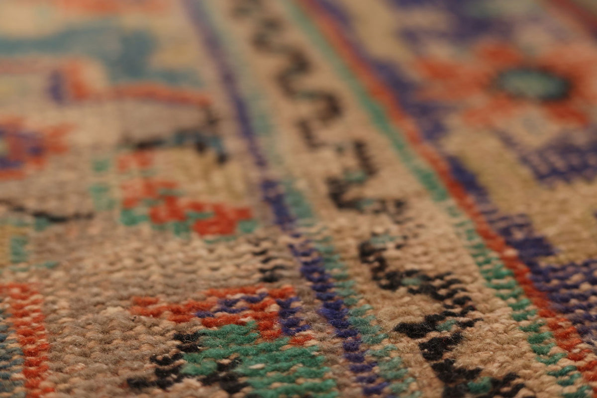 Vintage Manisa Turkish Area Rug 5x8 ft — Orange & Blue Floral
